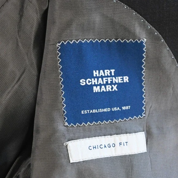 NEW Hart Schaffner Marx 40R 34x29 Gray Stretch Wool Chicago Mens Suit
